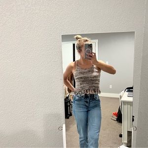 Knitted brown summer tank!! Fits more like a Medium and new!